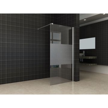 Wiesbaden Comfort inloopdouche 900 x 2000 x 10 mm nano helder glas met melkglas middenband/chroom