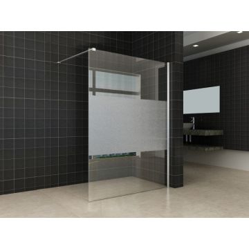 Wiesbaden Comfort inloopdouche 1400 x 2000 x 8 mm nano helder glas met melkglas middenband/chroom