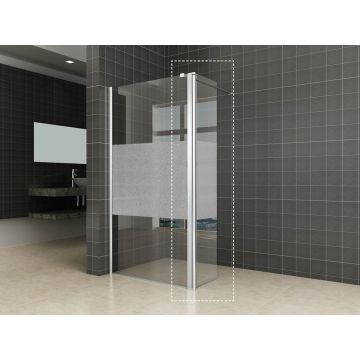 Wiesbaden Comfort zijwand draaibaar links 350 x 2000 x 10 mm nano helder glas met melkglas middenband/chroom