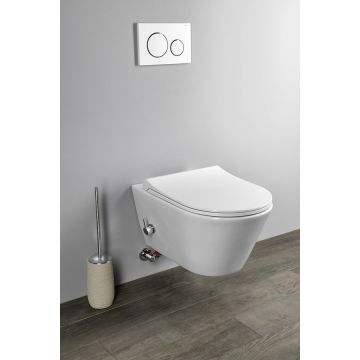 Avva Cleanwash Hangend toilet, met mengkraan en bidetdouche, Randloos, 35,5x53cm, wit