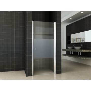 Wiesbaden Partly nisdeur rechts 700 x 2000 x 8 mm nano helder glas met melkglas middenband/chroom