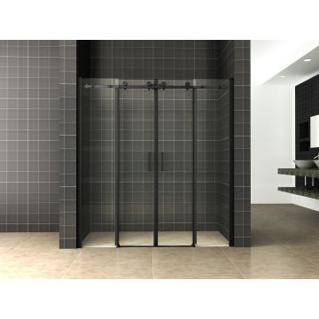 Wiesbaden 4-delige schuifbare nisdeur 180x200cm mat zwart