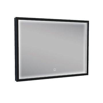 Wiesbaden rechthoekige condensvrije LED spiegel 70x50 cm mat zwart