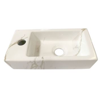 Wiesbaden Rhea S mini fontein links 36,5 x 18 x 9 cm keramiek carrara