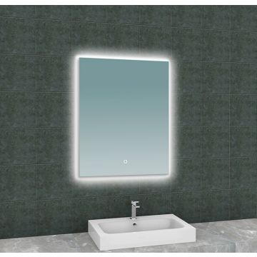 Wiesbaden Soul spiegel rechthoek met LED, dimbaar en spiegelverwarming 60 x 80 cm