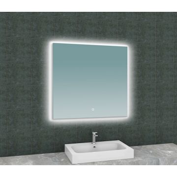 Wiesbaden Soul spiegel rechthoek met LED, dimbaar en spiegelverwarming 80 x 80 cm