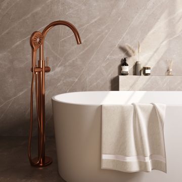 Brauer Copper Edition vrijstaande badkraan set ronde handdouche koper