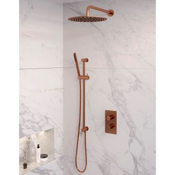 Brauer Copper Edition doucheset glijstang, muurbuis en staafhanddouche 3-weg 30 koper