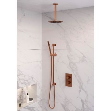 Brauer Copper Edition doucheset glijstang en staafhanddouche 3-weg 20 koper