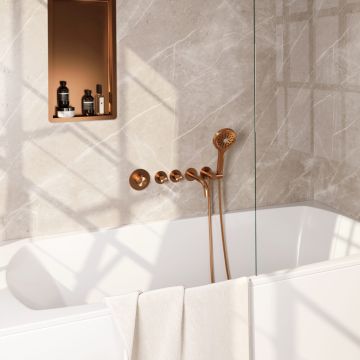 Brauer Copper Carving inbouw badkraan met uitloop en ronde handdouche koper