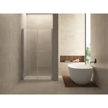 Wiesbaden Lagos pendeldeur in nis 800 x 2000 x 6 mm nano helder glas/chroom