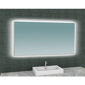 Wiesbaden Soul spiegel rechthoek met LED, dimbaar en spiegelverwarming 140 x 80 cm