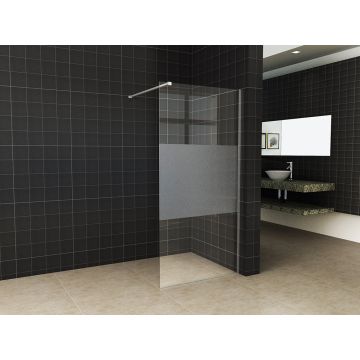 Wiesbaden Slim glasplaat 900 x 2000 x 8 mm nano helder glas met melkglas middenband