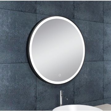 Wiesbaden Maro spiegel rond met LED, dimbaar en spiegelverwarming 60 cm mat zwart