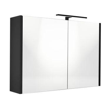 Best Design Happy Black spiegelkast met verlichting 100x60 mat zwart