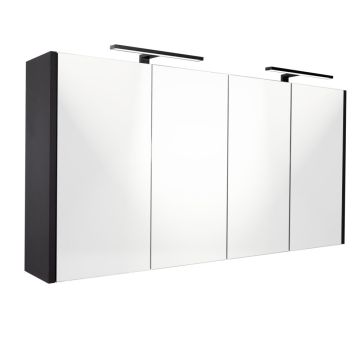 Best Design Happy Black spiegelkast met verlichting 120x60 mat zwart
