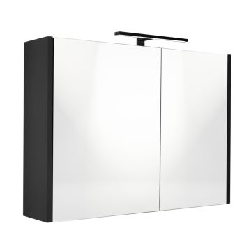 Best Design Happy Black spiegelkast met verlichting 80x60 mat zwart