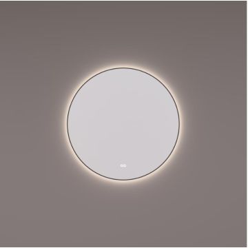 Hipp-Design spiegel rond met LED verlichting 60x60 mat zwart