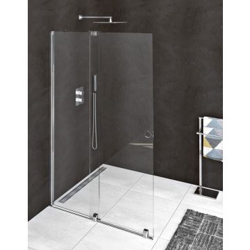 Polysan Modular Shower inloopdouche glasplaat met schuifdeur 100x200 chroom