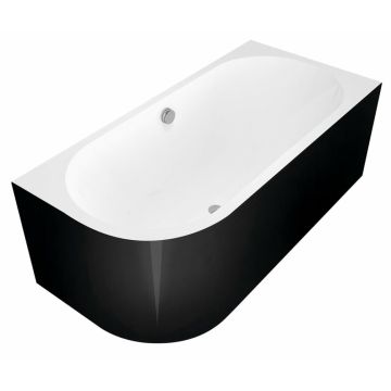 Polysan Viva Monolith asymmetrisch bad rechts 170x75 zwart - wit