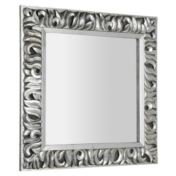 Sapho Zeegras spiegel met houten lijst 90x90 zilver antiek