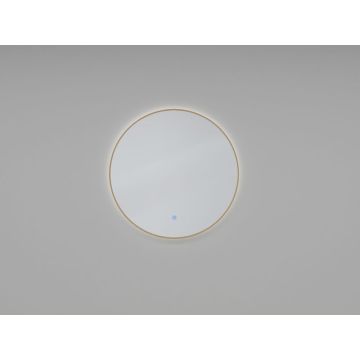 Wiesbaden Novi ronde spiegel met dimbaar LED geborsteld messing 100