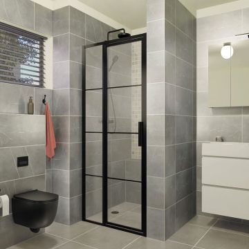 Xenz Industrial Line Premium douchedeur aan zijdeel 80x200 zwart