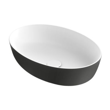 Xenz Neo-E waskom ovaal solid surface wit zwart