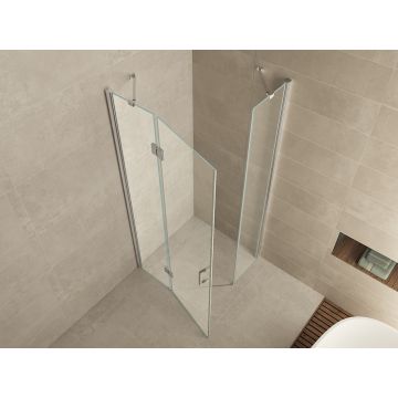 Wiesbaden Pento cabine met 1 draaideur 1000 x 1000 x 2000 x 8 mm nano helder glas/chroom