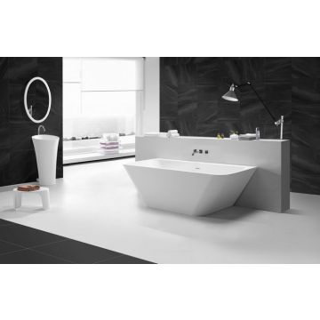 Wiesbaden Inge Solid surface half vrijstaand bad 180x84x57 cm mat wit