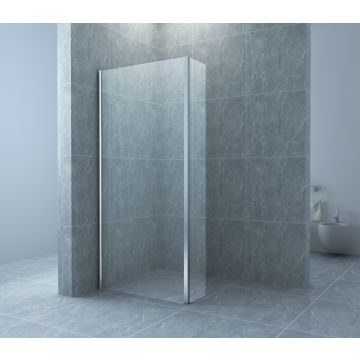 Xellanz Eco zijwand met hoekprofiel 400 x 2000 x 8 mm nano helder glas/chroom