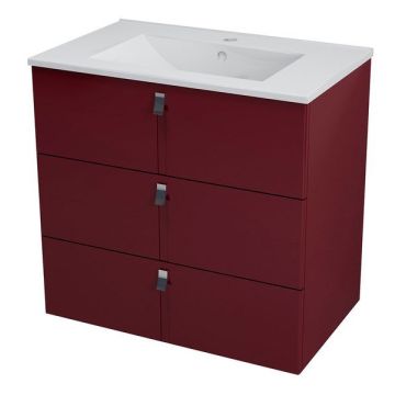 Sapho Mitra Badkamermeubel keramiek/MDF 90x45x70 bordeaux rood