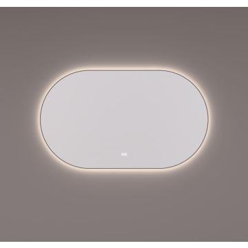 Hipp-Design spiegel ovaal-recht met LED verlichting 160x70 mat zwart