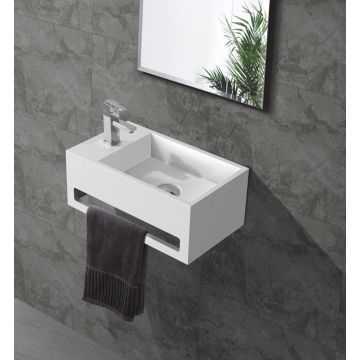 Saniclear Bali solid surface fontein links 36x20cm mat wit