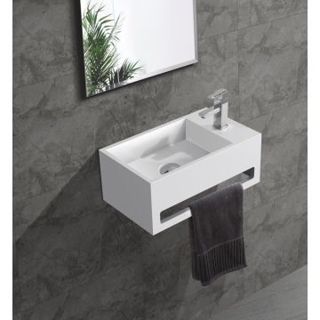 Saniclear Bali solid surface fontein rechts 36x20cm mat wit
