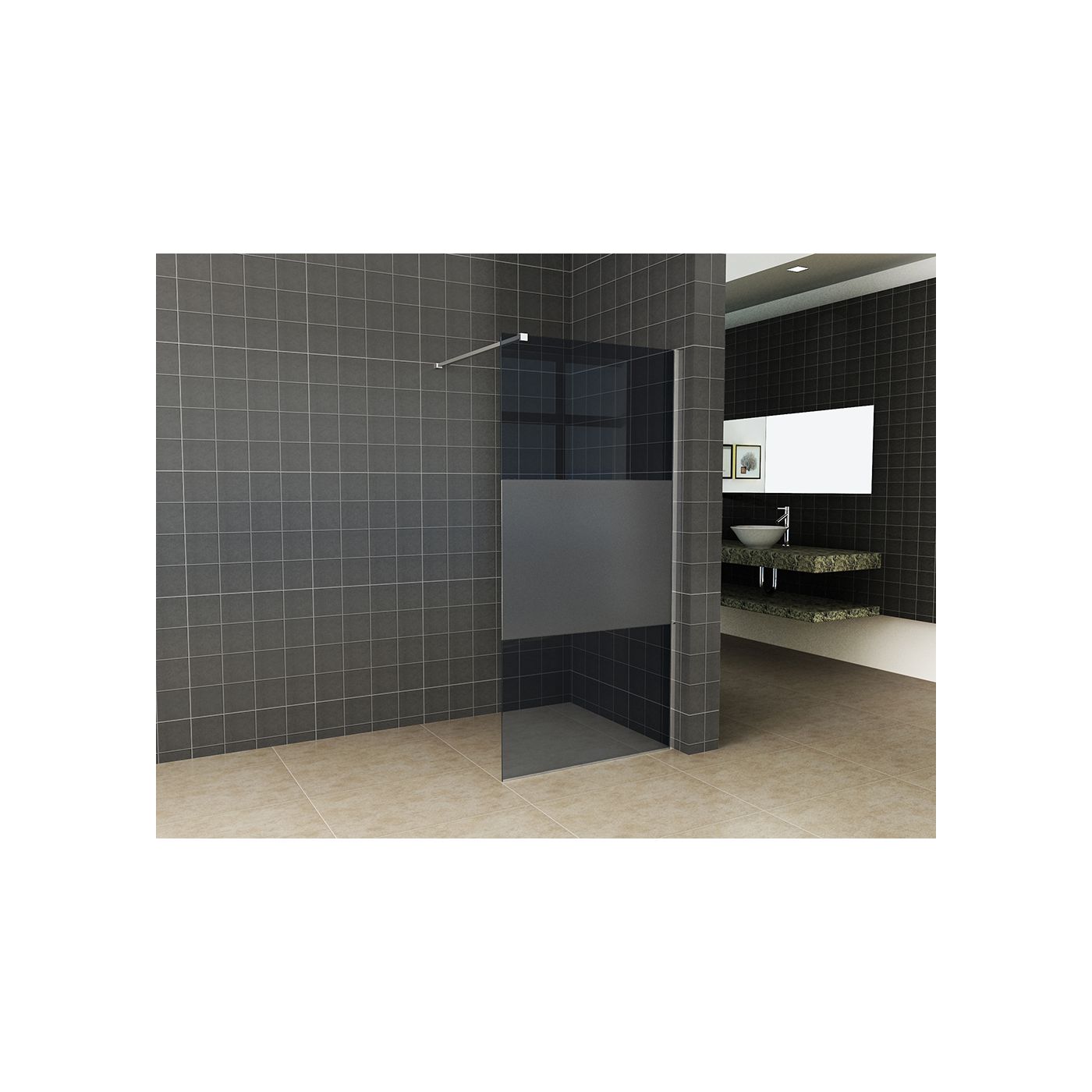 Wiesbaden Slim glasplaat 1200 x 2000 x 8 mm nano rookglas met melkglas middenband