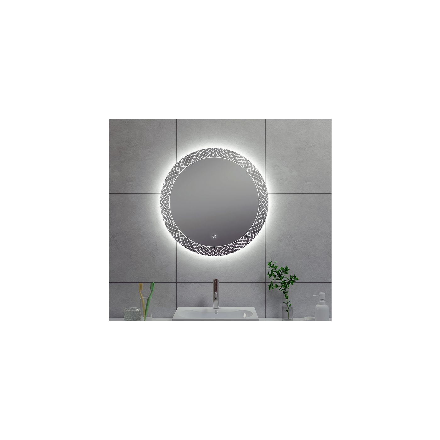 Wiesbaden Deco condensvrije ronde spiegel met LED verlichting 100 cm chroom