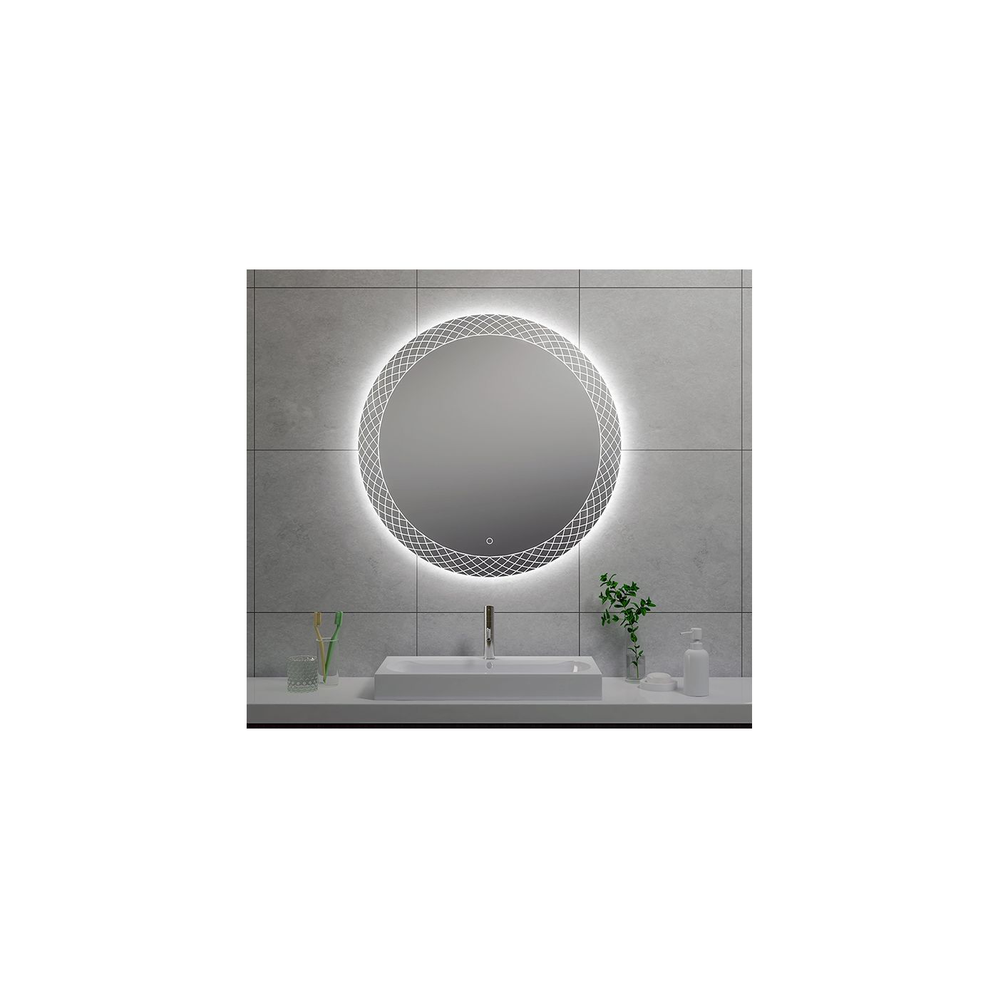 Wiesbaden Deco condensvrije ronde spiegel met LED verlichting 80 cm chroom