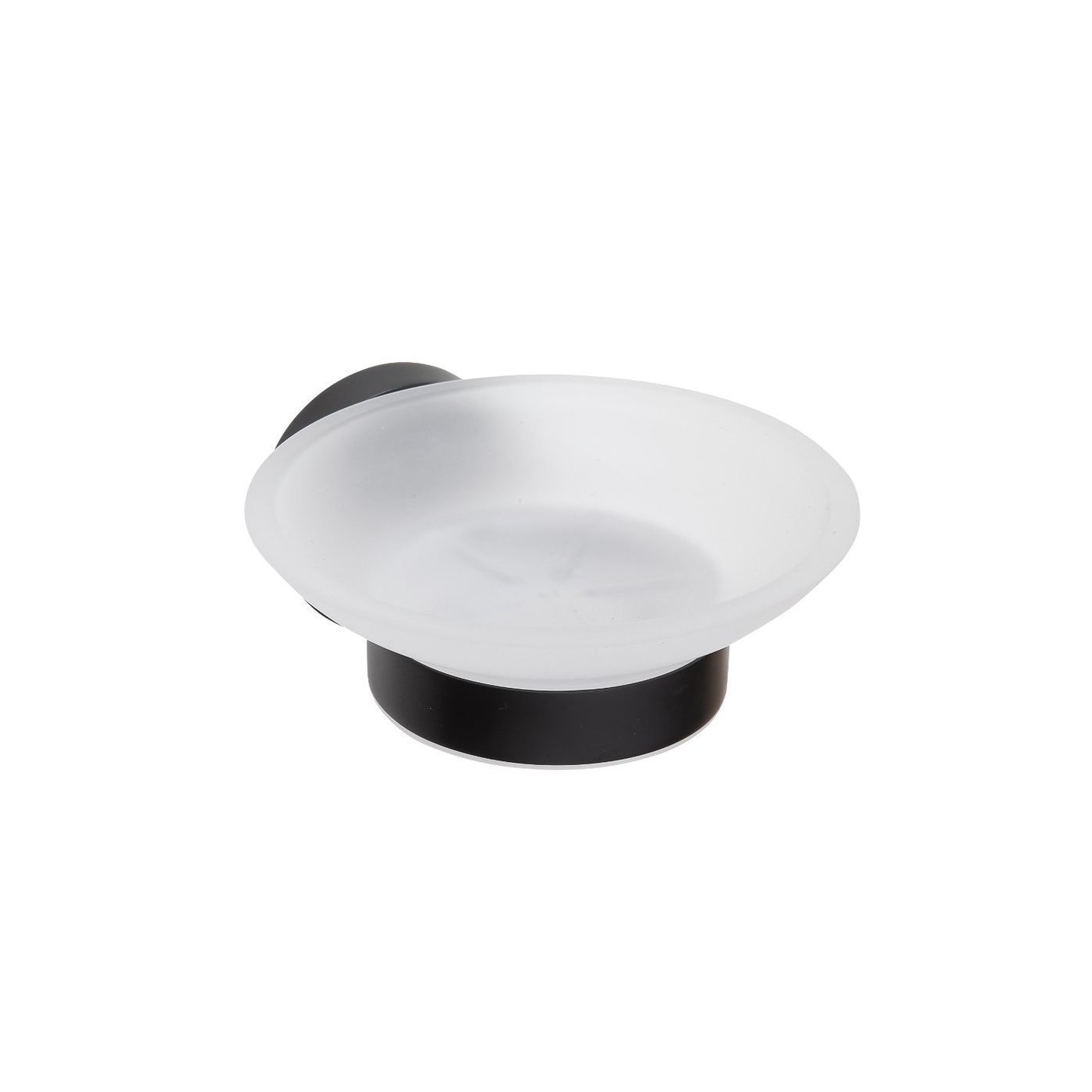 X-Round Black Zeepschaal houder matglas Black