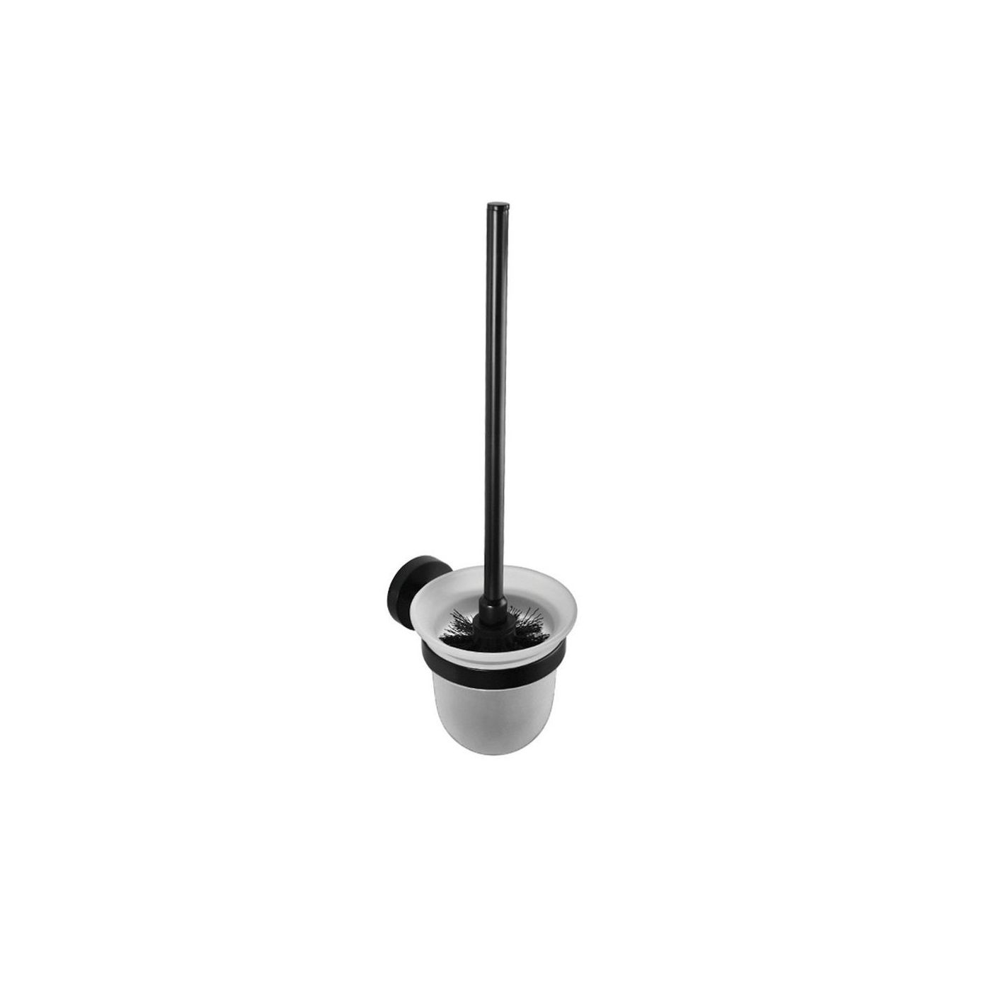 X-Round Black  Wandmontage toiletborstel/houder matglas zwart