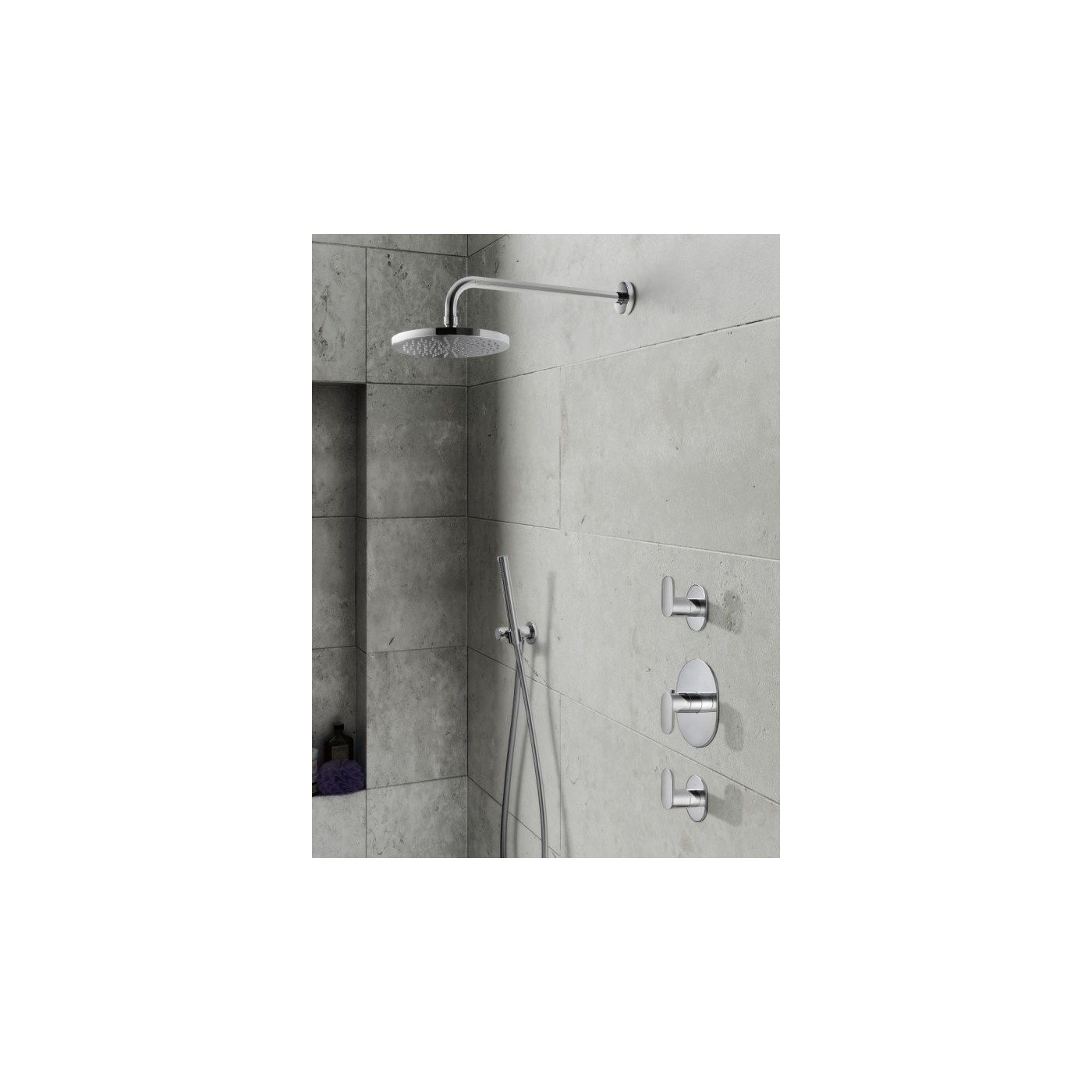 Hotbath Friendo inbouw douche set met 2 stopkranen IBS5 geborsteld nikkel 3 standen handdouche plafondbuis 30cm douchekop 30cm (incl. glijstang)