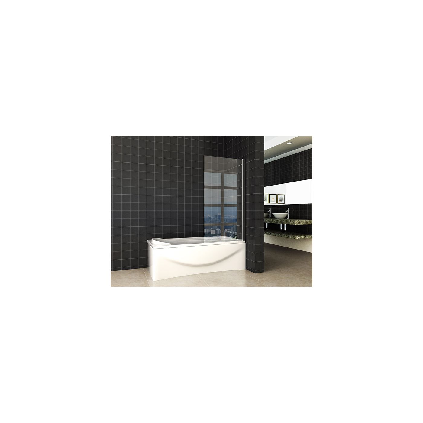 Wiesbaden Orbit draaibare badwand 80x140 mat zwart