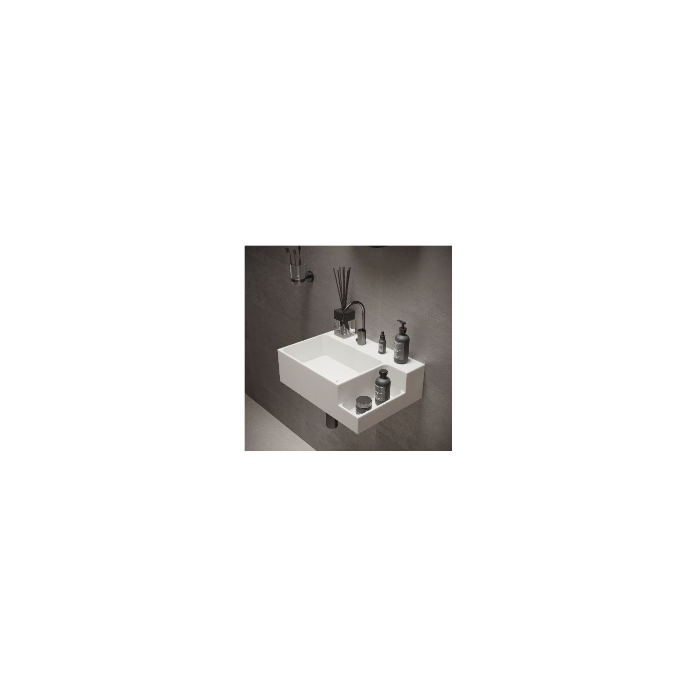 Ideavit Soliddual 1.0 fontein met kraangat en opbergruimte 43x49 mat wit