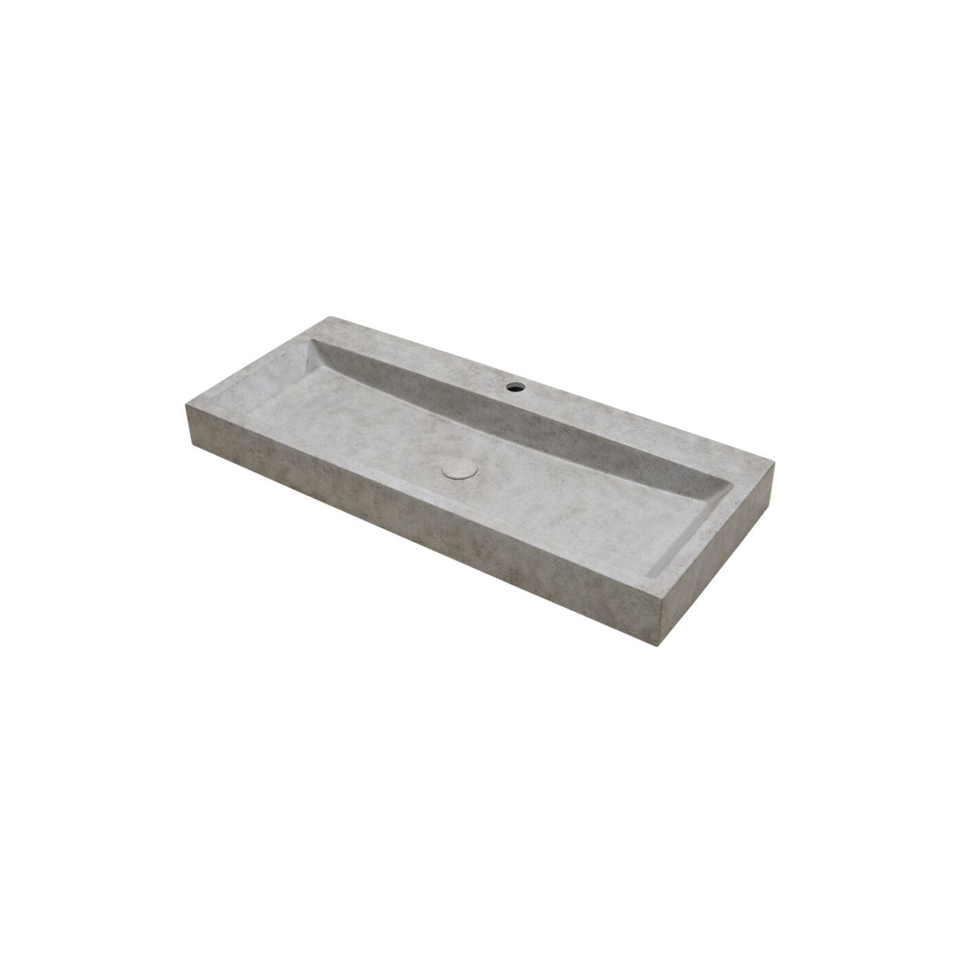 Ideavit Idea.Zen-D1 rechthoekige wastafel met kraangat 42x100 beton licht grijs