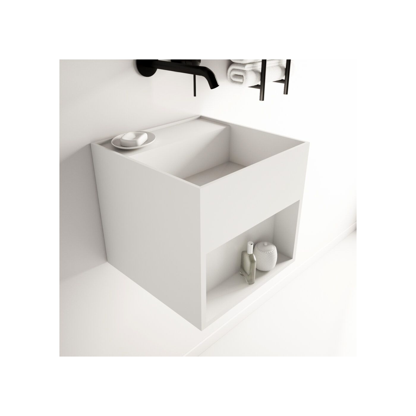 Ideavit Solidbliss-30SH fontein met opbergruimte 30x30 mat wit