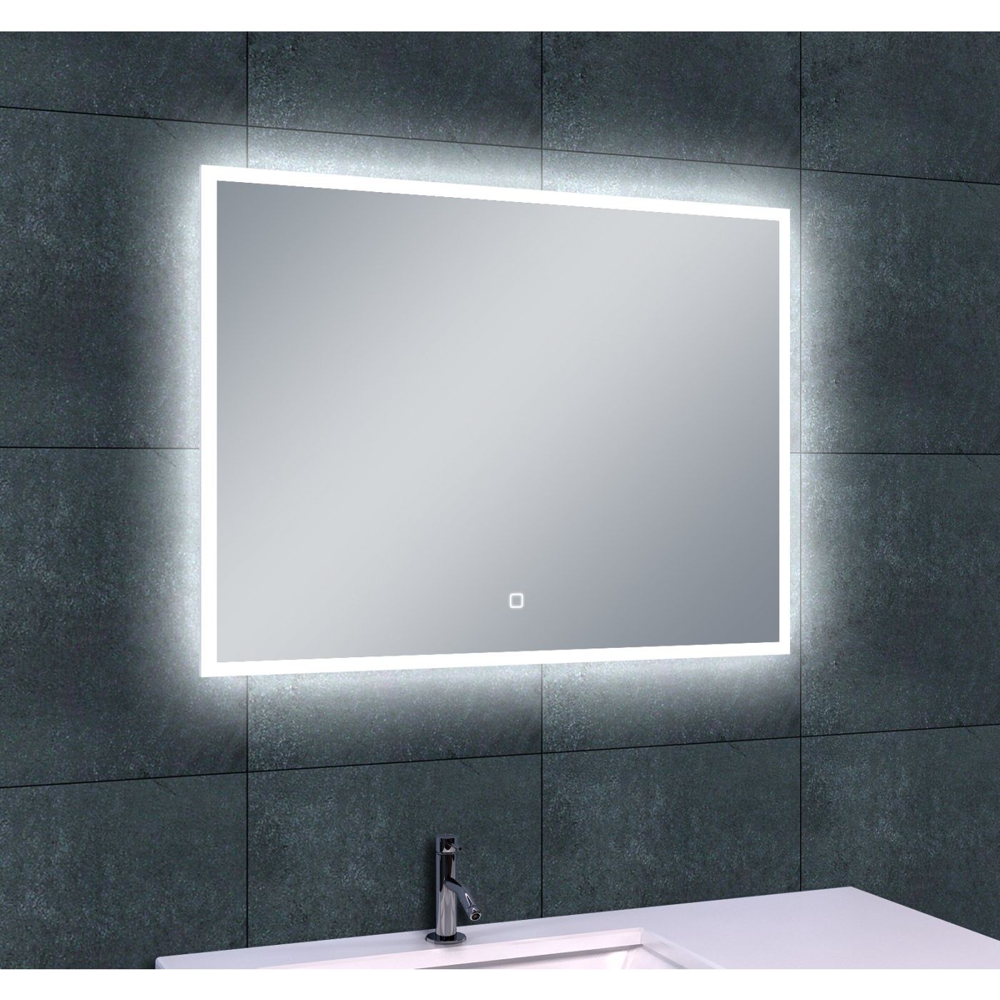 Wiesbaden Quatro-Led condensvrije spiegel 80x60 cm aluminium