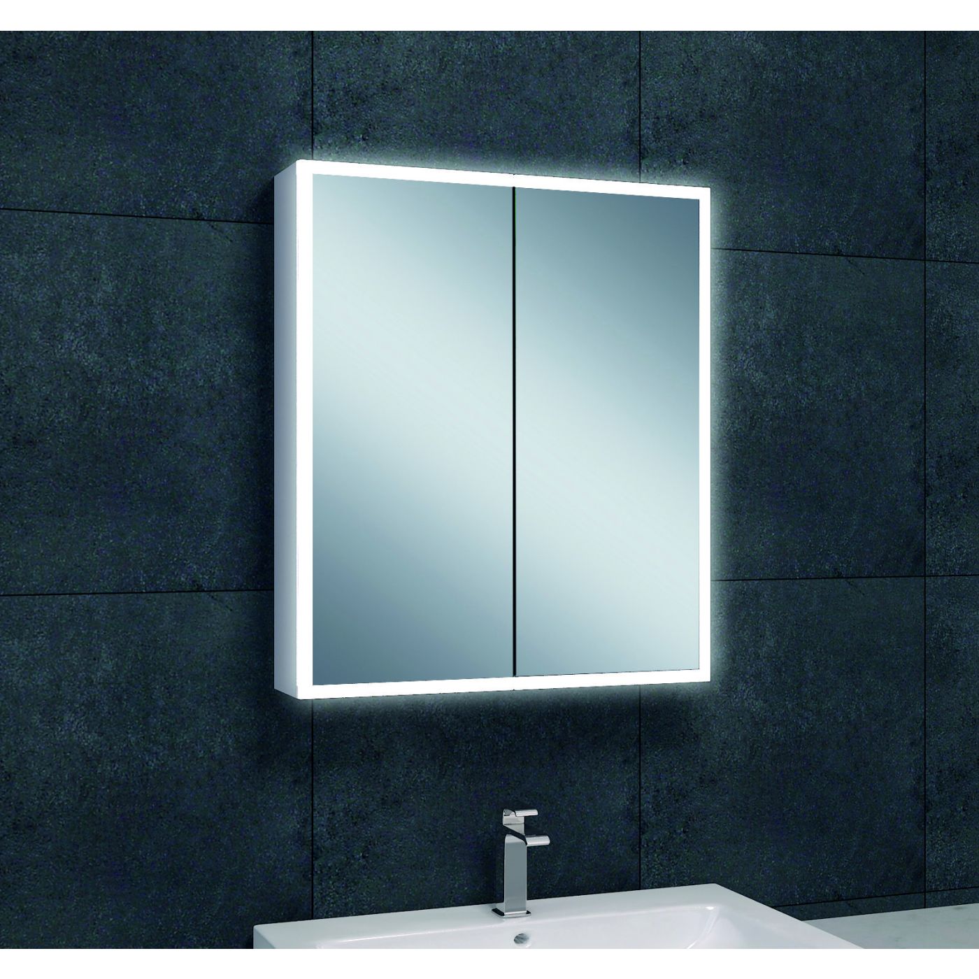 Wiesbaden Quatro spiegelkast met LED verlichting 80x70 cm aluminium