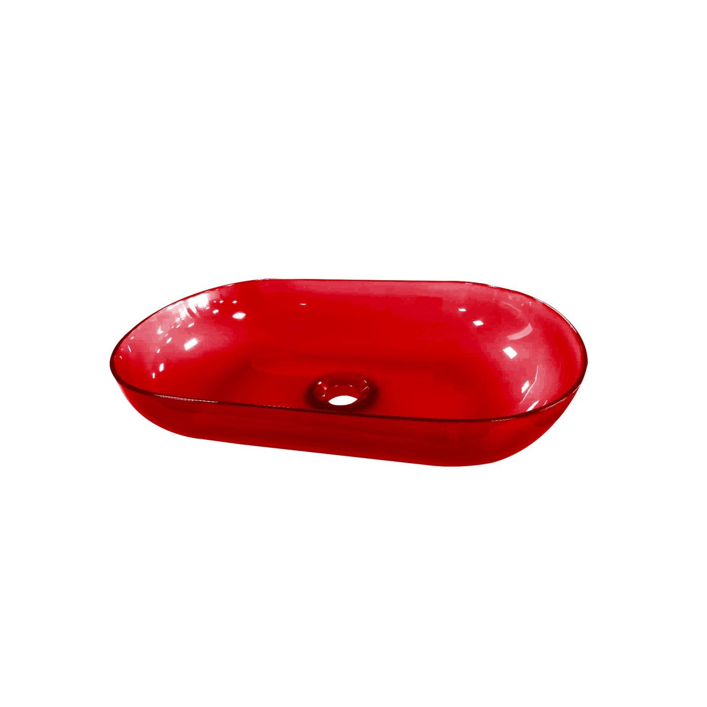Best Design Color Transpa-Red opbouw waskom 54x34 transparant rood