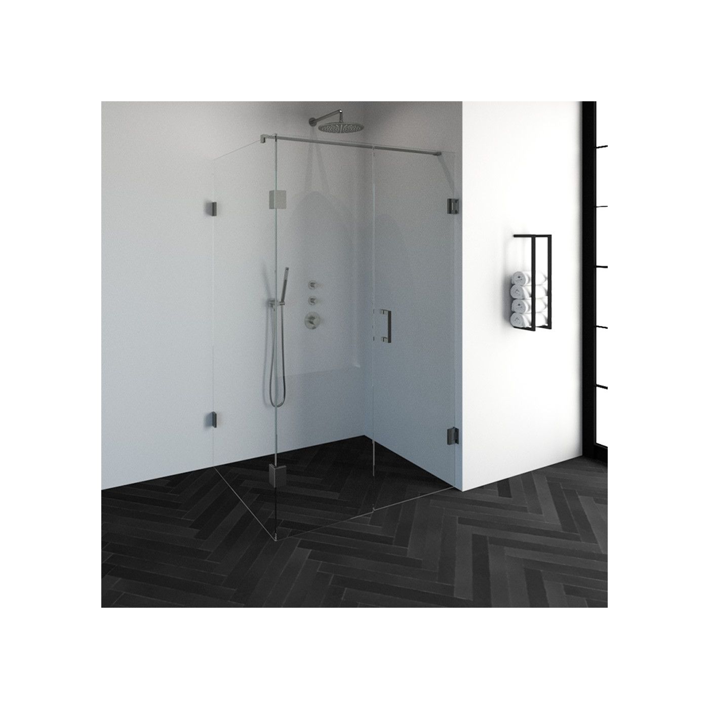 Topa Creative rechthoekige douchecabine met vaste wand 120x100 RVS