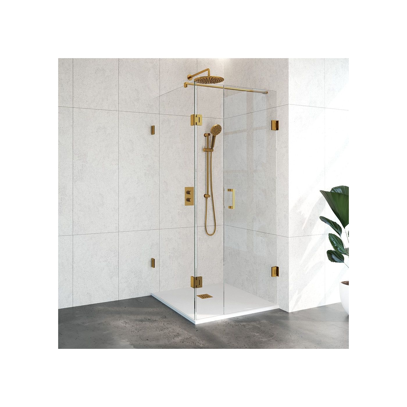 Topa Creative vierkante douchecabine 3-delig 90x90 goud